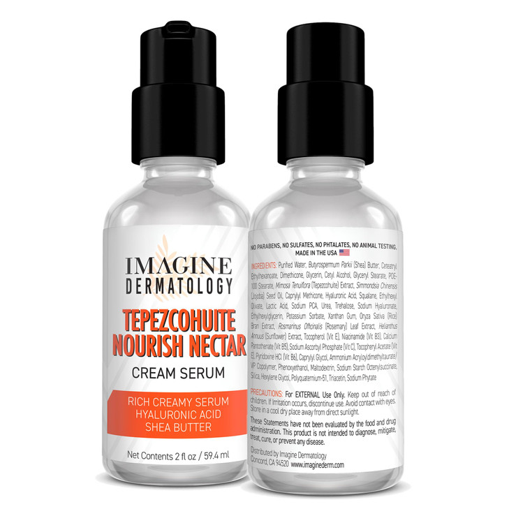Tepezcohuite Nourish Nectar Concentrated Hyaluronic Acid Shea Butter Cream Serum Moisturizer Mimosa Tenuiflora Bark Extr