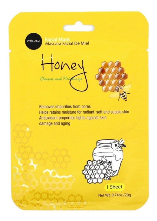 Celavi Essence Facial Mask Paper Sheet Korea Skin Care Moisturizing 12 Pack Honey