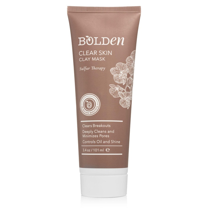 BOLDEN Clear Skin Clay Mask Made with Sulfur for Deep Pore Cleansing Preventing Breakouts Pore Minimizer and Oil Reducer