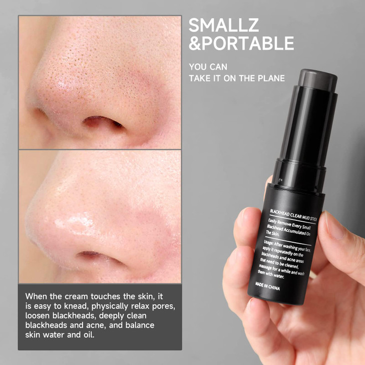 Easilydays Bamboo Charcoal Blackhead Clear Mud Stick for Face Face Scrub Removes Blackheads Oil Control with Charcoal Ex