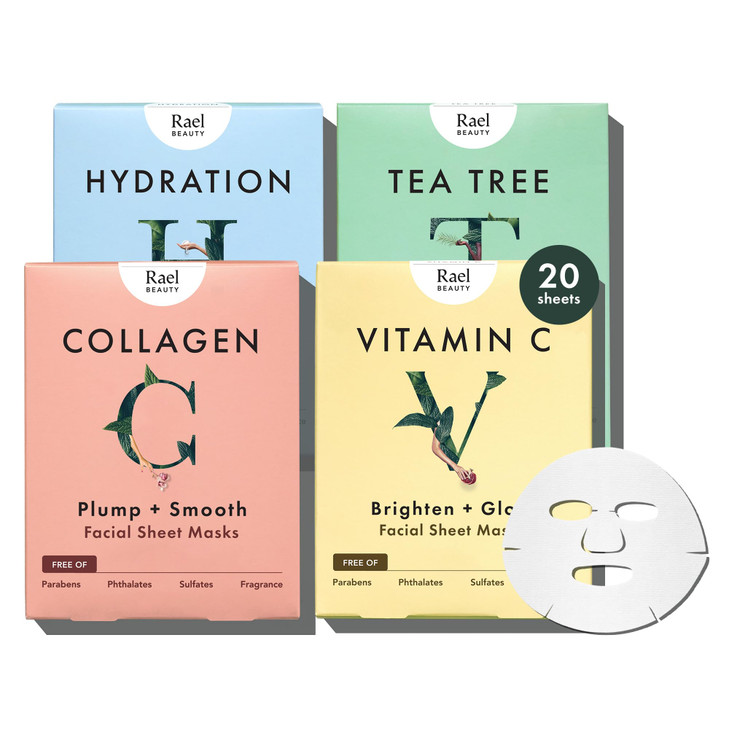 Rael Face Mask Skin Care Bamboo Facial Mask Sheet Set Variety Pack Korean Skincare All Skin Types Gift Set 5 Hydration 5