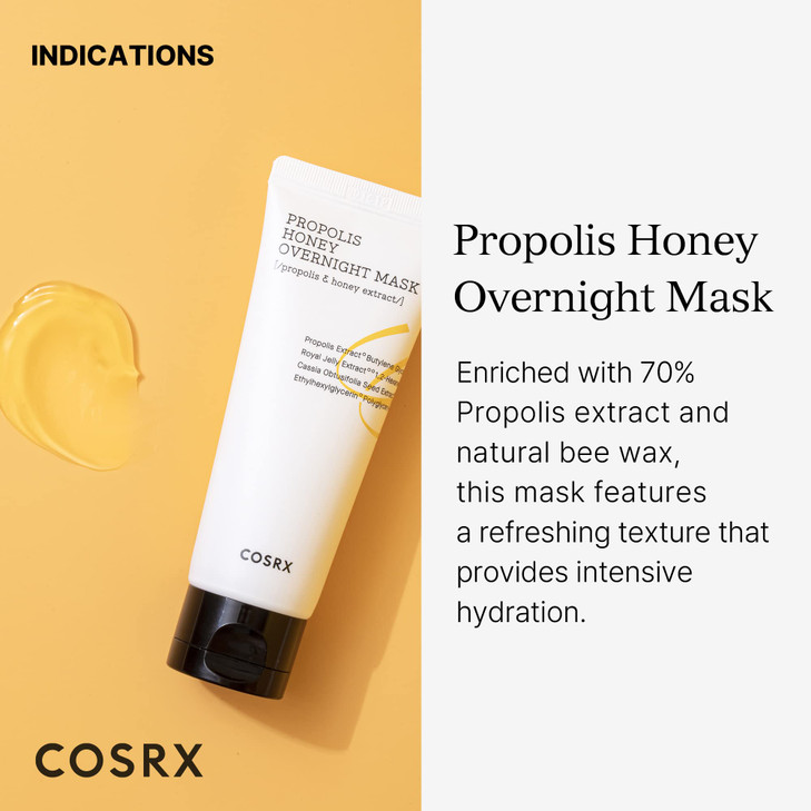 COSRX Full Fit Propolis Honey Overnight Mask 203 floz 60ml Propolis Extract 87 Korean Skin Care Cruelty Free Paraben Fre