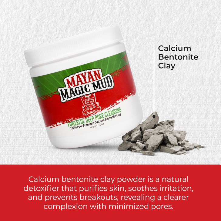 Mayan Magic Mud Powerful Deep Pore Cleansing Calcium Bentonite Clay 1 lb Natural Face Mask Peel for Men and Women USA Ma