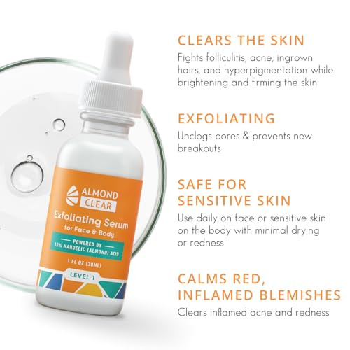 Face Body Clearing Serum Level 1 for acne folliculitis aging skin ingrown hairs dark spots face chest butt back thighs a