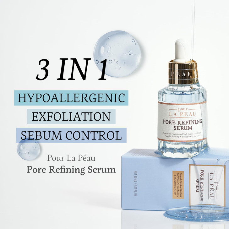 POUR LA PEAU Pore Refining Serum Pore Minimizing Serum for Face Organic Face Moisturizer Pore Tightening Serum Hydrating