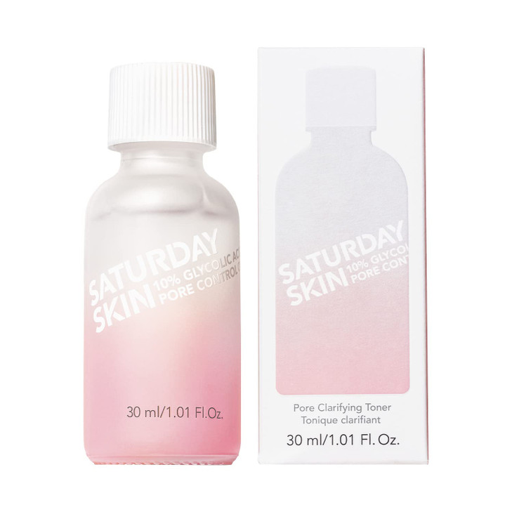 Saturday Skin Pore Clarifying Travel Sized Toner 10 Glycolic AcidAHA Deep Cleansing Astringent Facial Toner
