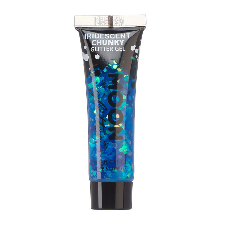 Iridescent Chunky Face Body Glitter Gel by Moon Glitter 12ml Blue Glitter Face Paint