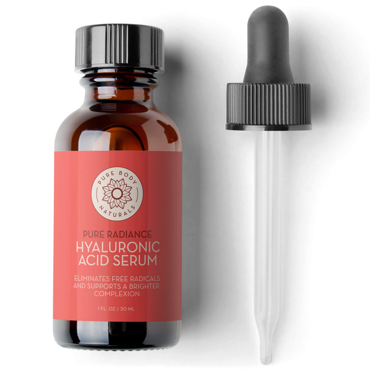 Pure Body Naturals Hyaluronic Acid Serum for Face Pure Hyaluronic Acid with Vitamins C E NonGreasy NonComedogenic Formul