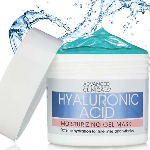 Advanced Clinicals Hyaluronic Acid Gel Facial Mask Skin Care Treatment Brightening Hydrating Anti Aging Face Mask Moistu