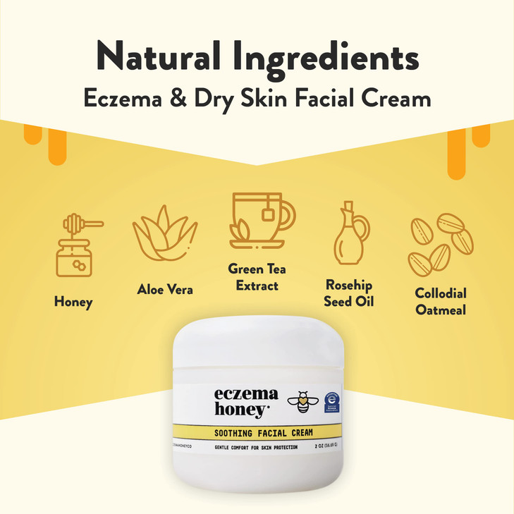 ECZEMA HONEY Soothing Facial Cream Eczema Lotion for Face Eyelids Lips and More Natural Dry Skin Repair 2 Oz