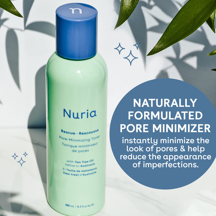 Nuria Rescue Skin Toner for Face Pore Minimizer Tea Tree Toner with Pure Witch Hazel Extract Horsetail and Rosemary 180m