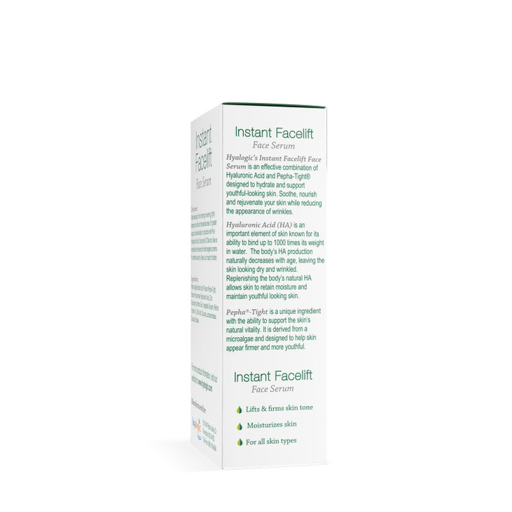 Hyalogic Instant Facelift Serum wHyaluronic Acid Pepha Tight Formula to Lift Firm Tighten Skin Lessens Fines Lines Wrink