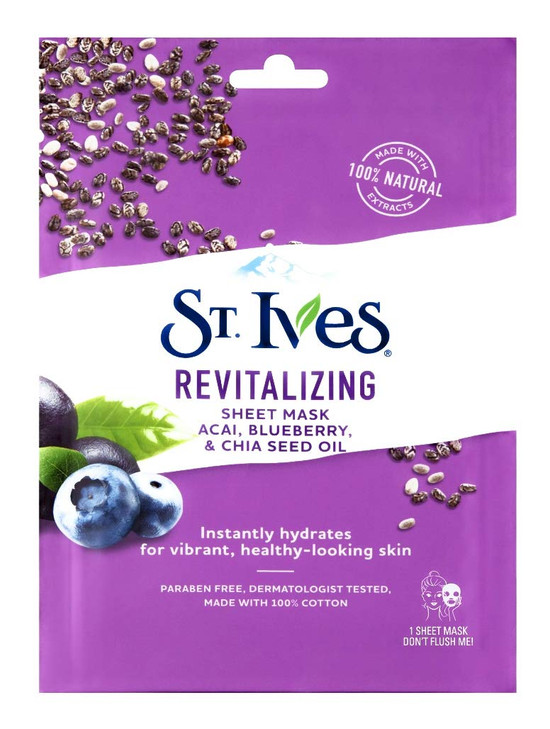St Ives Revital Acai Skin Care Sheet Mask Count of 6