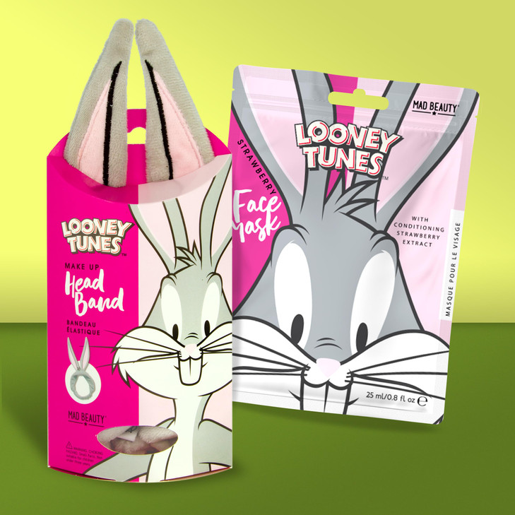 MAD BEAUTY Warner Bugs Bunny Looney Tunes Headband Keeps Hair Neatly Tucked Away Out of Face Strawberry Face Mask Revita