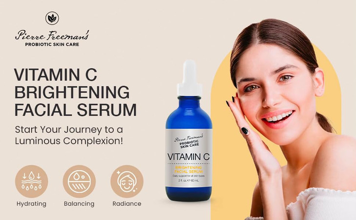Pierre Freemans Probiotic Skin Care Vitamin C Brightening Facial Serum 2 Oz