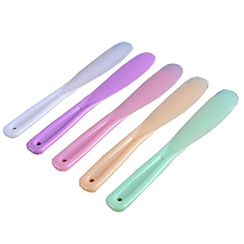 6Pcs Large Plastic Cosmetic Spatula Candy Color Reusable Cosmetic Mask Mixing Spoon Scoops Spatulas Stick Applicator Bea