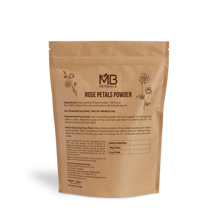 MB Herbals Rose Powder 100g 35oz For Face Packs Facial Mask Formulations 100 Pure Natural No Chemical Preservative No Ar