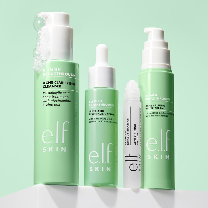 elf SKIN Blemish Breakthrough Calming Water Cream Lightweight BlemishFighting Face Moisturiser Prevents New Blemishes Ca