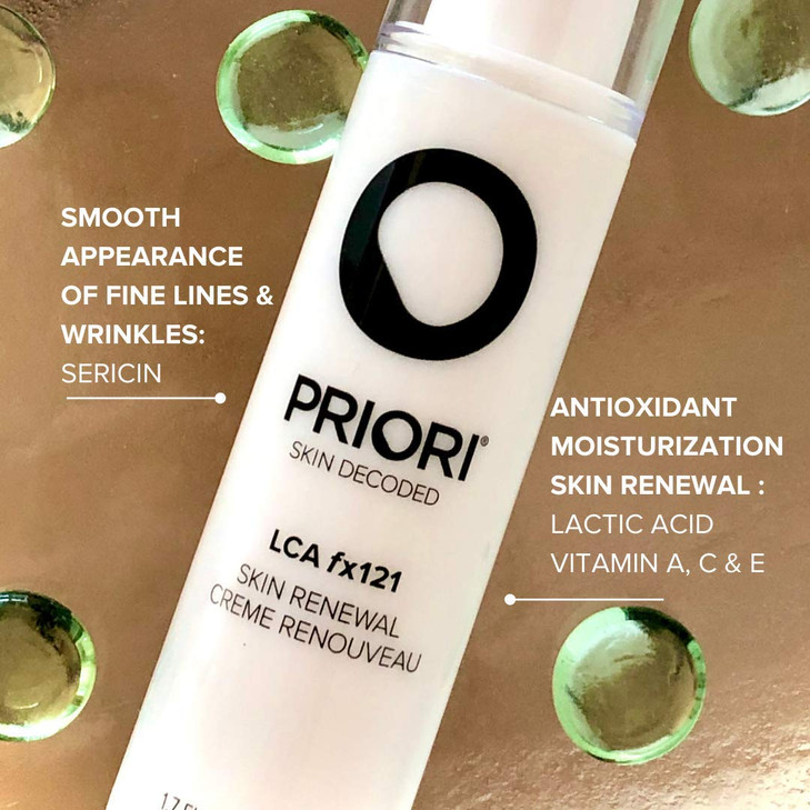 PRIORI Skincare Skin Renewal Cream with Lactic Acid Retexturizing Face Moisturizer for Dark Spots Fine Lines Wrinkles Ac