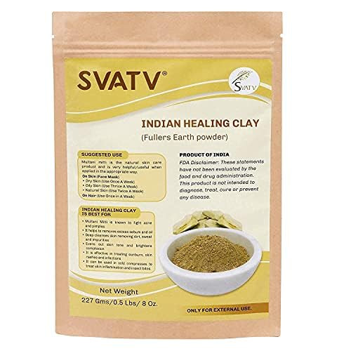 SVATV Fullers Earth Powder Multani Mitti Indian Healing Clay Deep Skin Pore Purifying Face Mask Skin Care Dirt Remover N