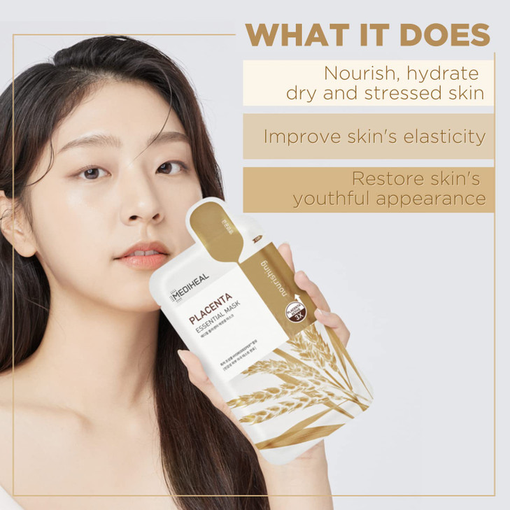 Mediheal Best Korean Sheet Mask Placenta Essential Face Mask 10 Sheets For Antiaging Korean rejuvenazing mask ultranouri