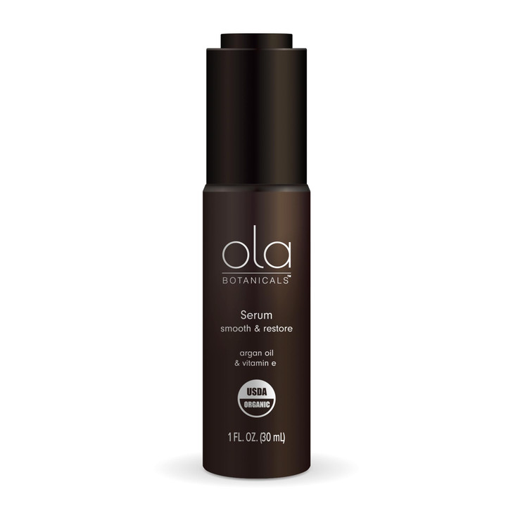 Ola Botanicals Organic Serum 1 Fl Oz 30 mL Smooth and Restore Argan Oil and Vitamin E Certified USDA Organic Cruelty Fre