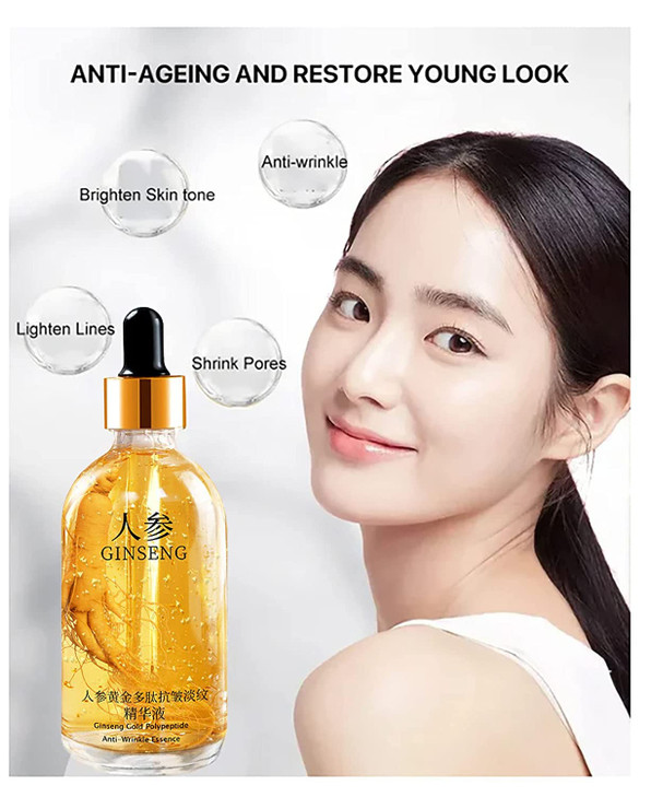 2Pcs Ginseng Polypeptide AntiAgeing Essence Ginseng Gold Polypeptide AntiAgeing Essence Ginseng Serum for Tightening Sag