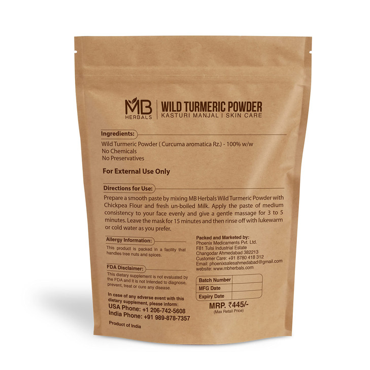 MB Herbals Wild Turmeric Powder 8 oz 05 LB OrganicCultivated Kasturi Manjal Amba Haldi Kasturi Turmeric No Preservatives