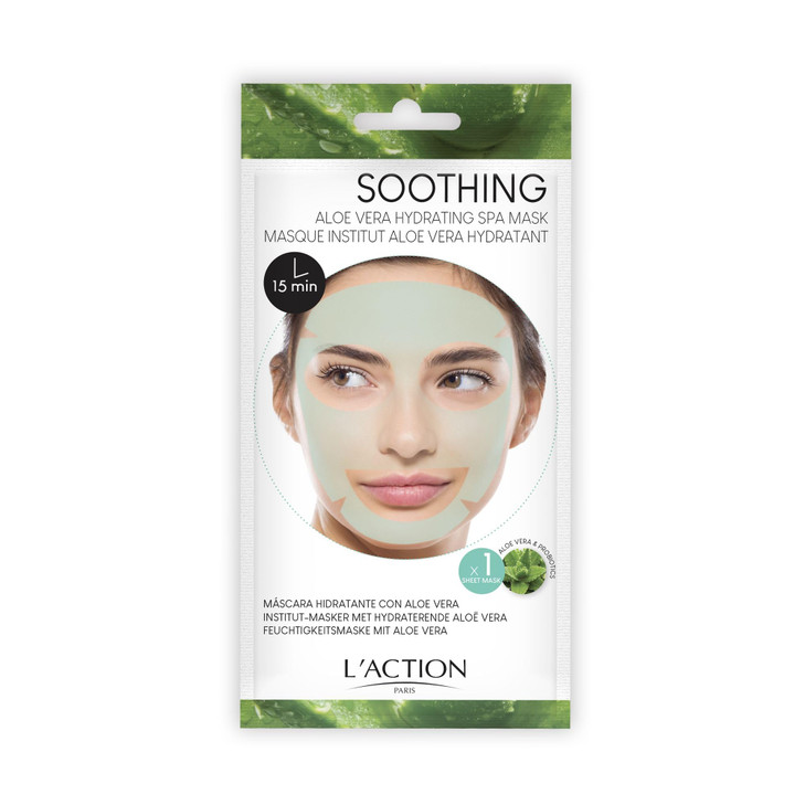 LAction Paris Aloe Vera Hydrating Spa Mask Sheet Mask Soothes and Hydrates Skin Improves Skin Elasticity Enriched with C