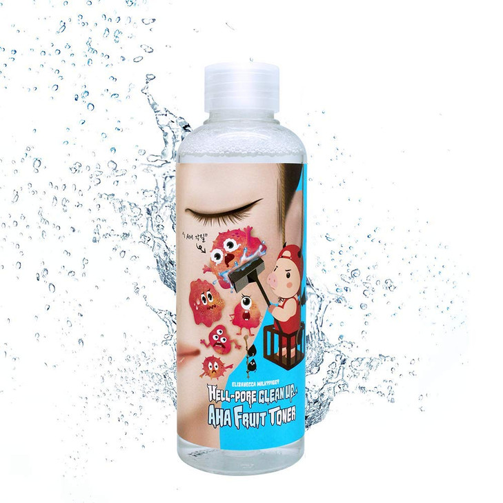 Elizavecca Hell Pore Clean Up Aha Fruit Toner 676 Ounces Exfoliating Toner Whiteheads Pores and Uneven Skin Water based