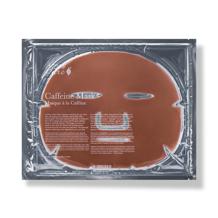 100 PURE Caffeine Face Mask 1 PC Soothing Face Mask with Hyaluronic Acid Hydrating Skin Care Soothes Skin Sustainably Ma