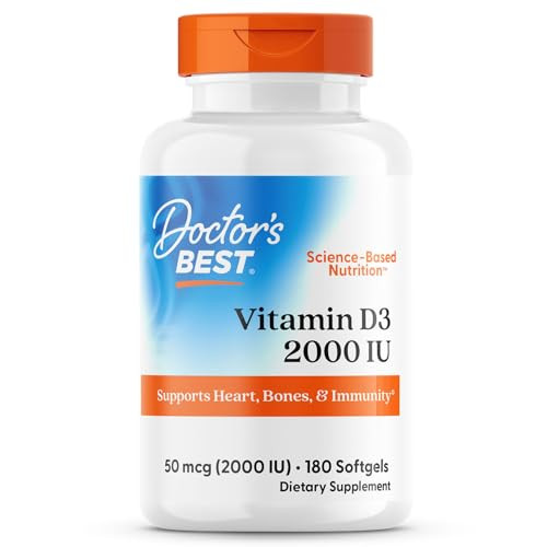 Doctors BEST Vitamin D3 2000 IU, Supports Heart, Bones, & Immunity, Non-GMO, Gluten Free, Soy Free 180 Softgels