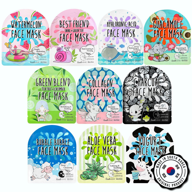 NATURAL Korean Sheet Mask 10 pcs set made with Premium Tencel Hydrating Face Masks Face Sheet Mask Korean Face Mask Skin