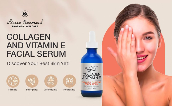 Pierre Freemans Probiotic Skin Care Collagen Vitamin E Firming Plumping Facial Serum 2 oz