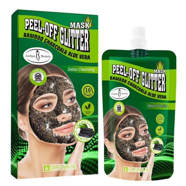 AICHUN BEAUTY Bamboo Charcoal Aloe Vera PeelOff Glitter Mask OilControl AntiAcne Moisturizing Detox Cleansing 10 minutes