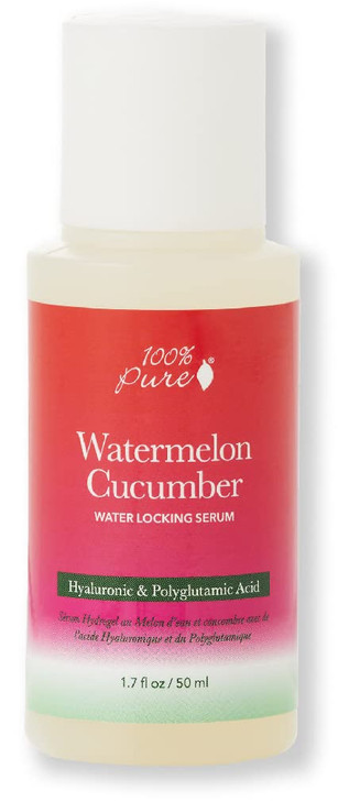 100 PURE Watermelon Cucumber Water Locking Serum for Face Moisturizing Glow Skin Care Hyaluronic Acid Boost to Replenish