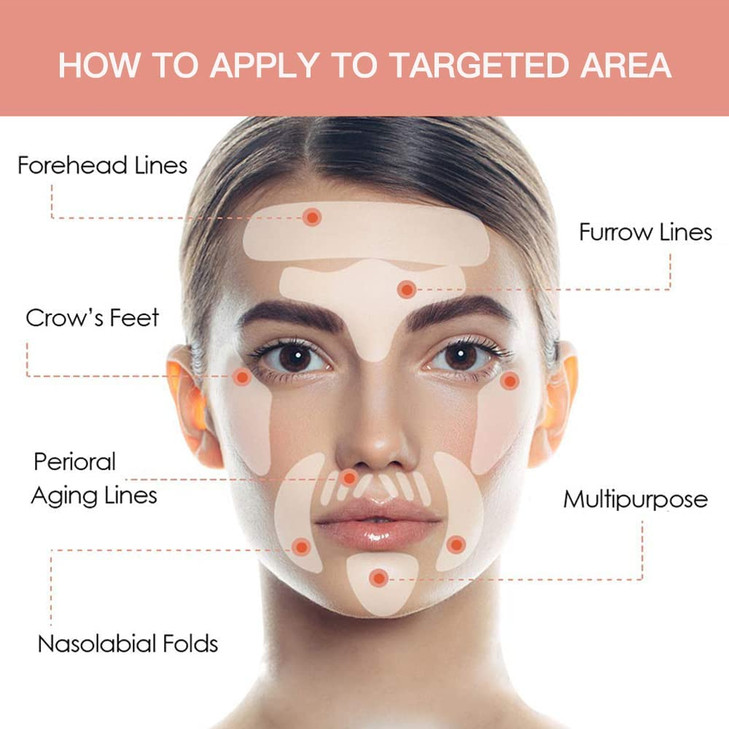 Facial Wrinkle Smoothing Patches Anti Wrinkle Face Strips Set of 256pcs Reusable Face Tape for Reducing Forehead Eye and