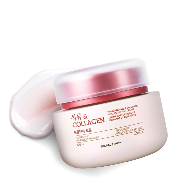 The Face Shop Pomegranate Collagen Volume Lifting Eye Cream Deep Revitalizing Cream for Elasticity Firmness Density Anti