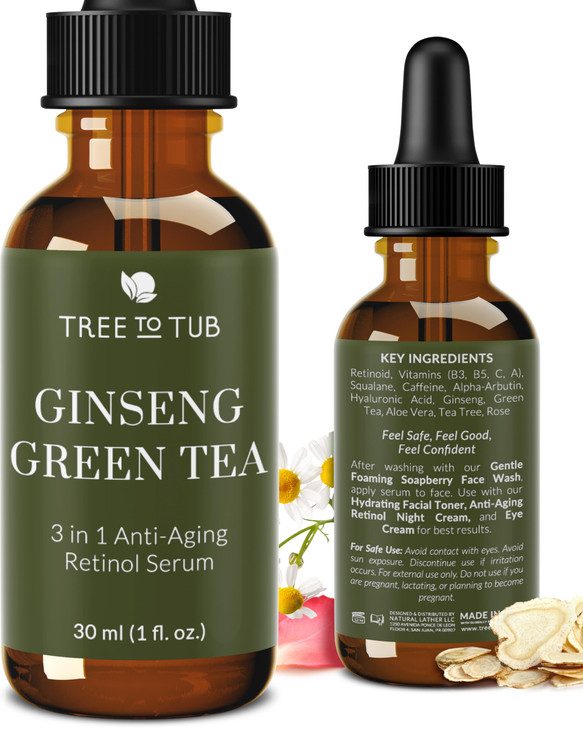 Tree To Tub Anti Aging Retinol Vitamin C Hyaluronic Acid Serum for Face Wrinkles Hydrating Facial Serum for Dry Sensitiv