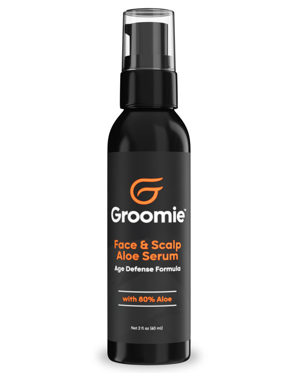 Groomie Face Scalp Aloe Vera Serum Hydrating Soothing and Moisturizing Skincare Formula Daily Lightweight and Fast Absor