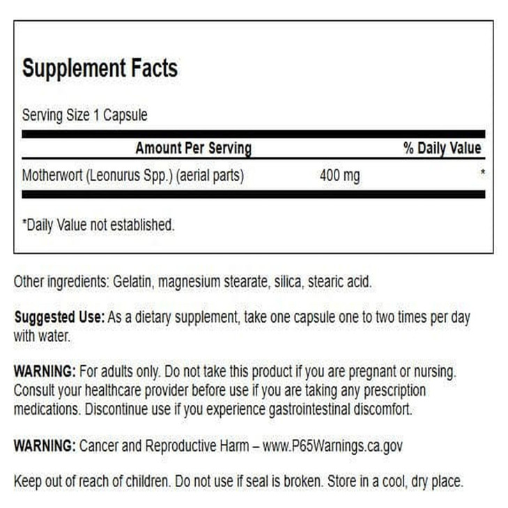 Swanson Motherwort - Herbal Supplement Traditionally Used to Promote Heart Health, Endocrine Function & Digestive Health - Natural Formula Promoting online at globaldelivered