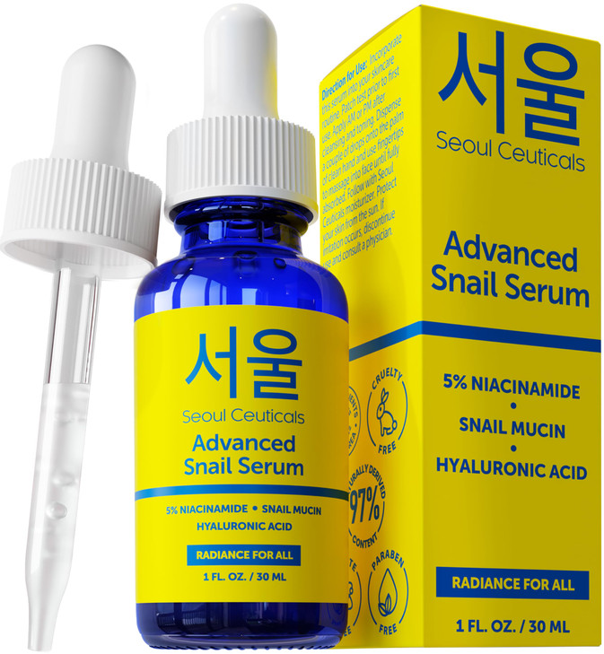 SeoulCeuticals Korean 5 Niacinamide Snail Mucin 975 Essence Serum Hyaluronic Acid Cruelty Free Korean Skin Care Natural