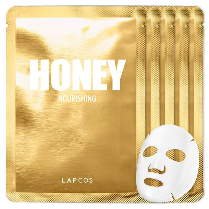 LAPCOS Honey Sheet Mask Daily Face Mask with Hyaluronic Acid and Antioxidants to Hydrate and Tighten Dry Skin Korean Bea