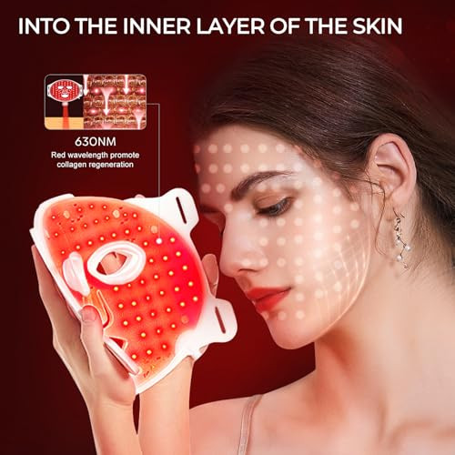 Betgod Led Red Light Therapy for Face 7 Color Facial Mask Blue Red for Face Facial Skin CareWhite