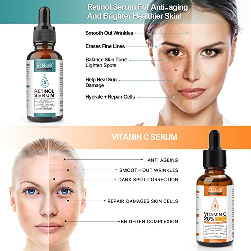 DayNight Anti Aging Vitamin C Serum Retinol Serum For Face with Retinol Amino Acids Boost Skin CollagenHydrate Plump Ski