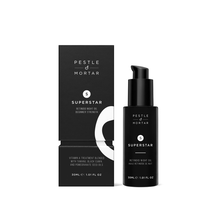 Pestle Mortar Superstar 2 Retinoid Night Oil Overnight Face Serum Anti Aging Reduces Wrinkles Fine Lines with Vitamin E