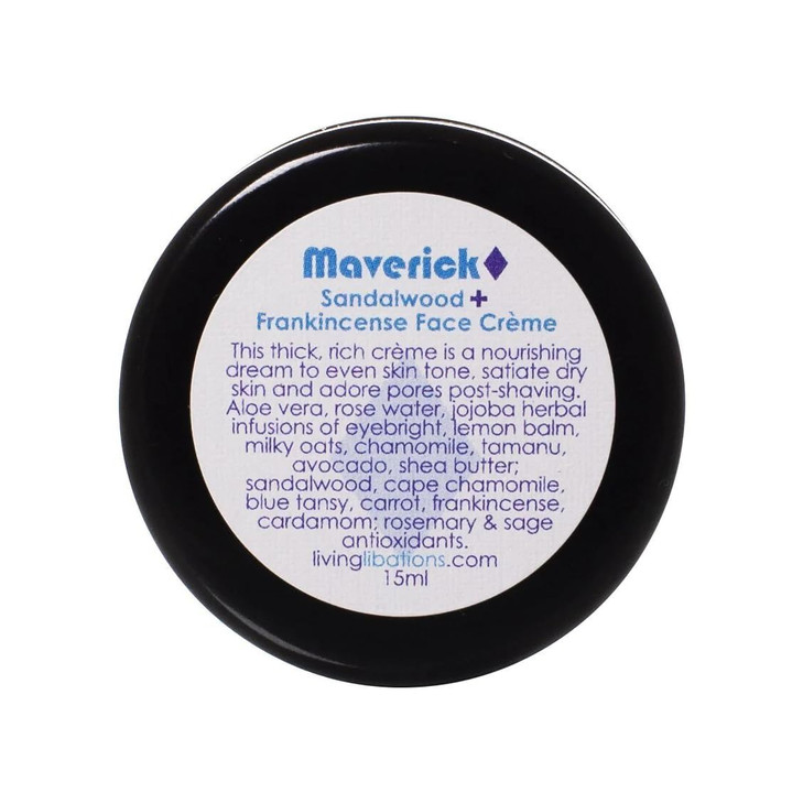 LIVING LIBATIONS Organic Maverick Face Creme Natural Wildcrafted Vegan Clean Beauty 5 oz 15 ml