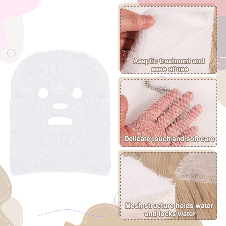 100 Sheets Precut Gauze Facial Cotton Beauty Gauze Skin Care Face Soft High Frequency Gauze Face Pads for Women Girls Sk