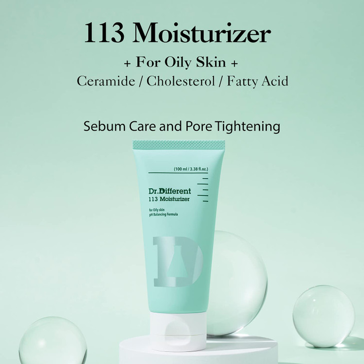 DrDifferent 113 Moisturizer Sebum Control Face Moisturizer for Oily Skin Pore Reducing and Trouble Care Hypoallergenic M