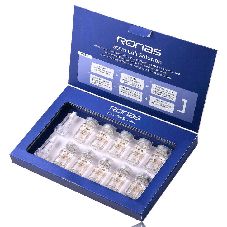 Ronas Stem Cell Solution ampoules Anti Aging Formula Best Anti Aging Serum Plant Stem Cells Hyaluronic Acid Restore Repl
